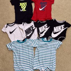 Nike Body Suits And Romper Mix Size 6 Months - Lot of 8 Pieces