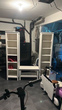 White Bookcase Shelving Unit Set