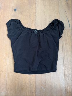 Zine Black Off-the-Shoulder Crop Top - Size Small
