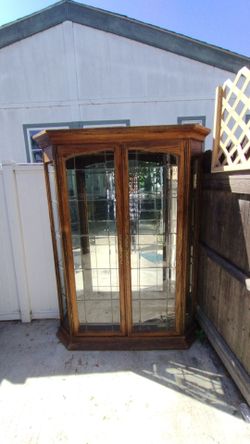 Wood and Glass Curio Display Cabinet