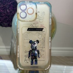 Cool iPhone 13 Pro Max Basquiat Bearbrick Phone Case with Card Holder