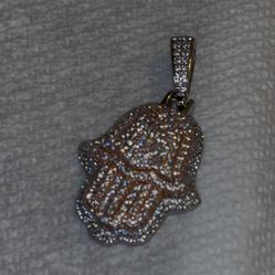 Hamsa Vvs Moissanite Pendant S925 14k Plated Rose And White Gold 3.0 Carats