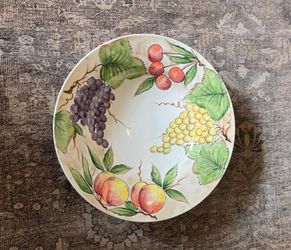 Vintage Large ANCORA Ceramic Italian Pasta Bowl "15 Fruit Hand-Painted MADE in ITALY