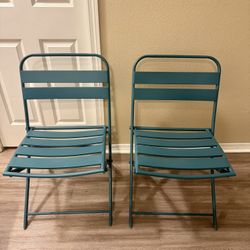 Set of 2 Teal Folding Chairs