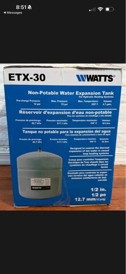 Watts ETX-30 Non-Potable Water Expansion Tank 1/2 in MNPT Connection 4.5 gallon