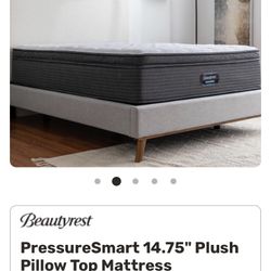 Queen Simmons Beautyrest pressure smart plush-bed pillowtop 14 inches thick New!
