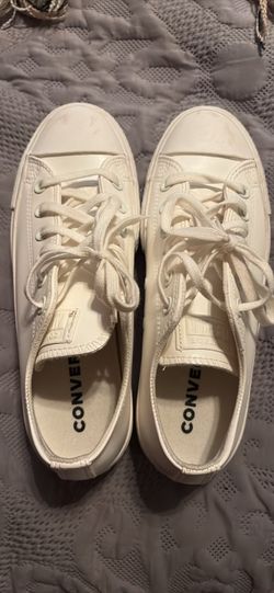 White Platform Leather Converse