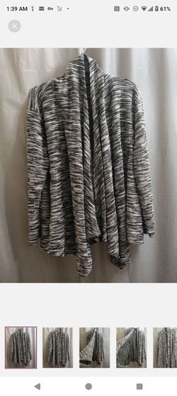 My Beloved Black & White Marled Open-Front Cardigan