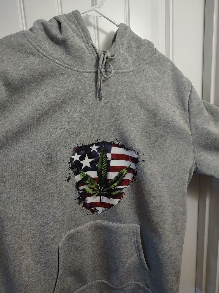 Basic Gray Hoodie 420 American Flag