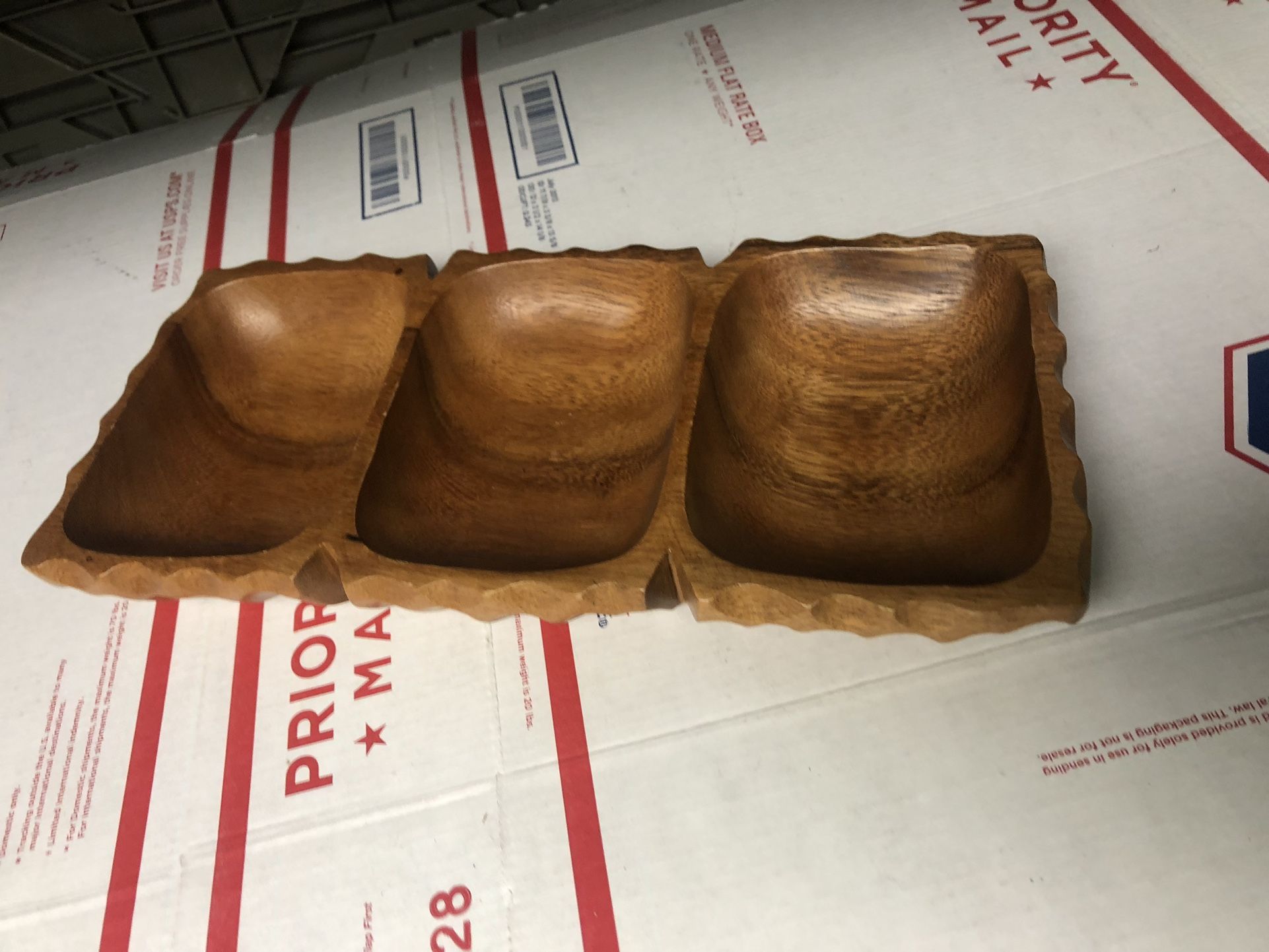 Wooden Triple Sectioned Snack Dish