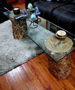 Inch thick glass / Mesquite stump coffee table