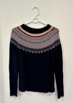 A New Day Black Multicolored Fair Isle Sweater Womans Small