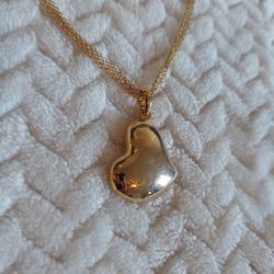 Avon Puffy Heart Pendant Necklace 