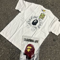 White Chrome Heart Bape Tee