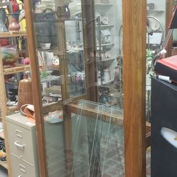 Lighted China Cabinet Glass Shelves Plate Slates