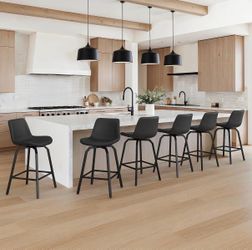 6X Black color 26” swivel faux leather barstools