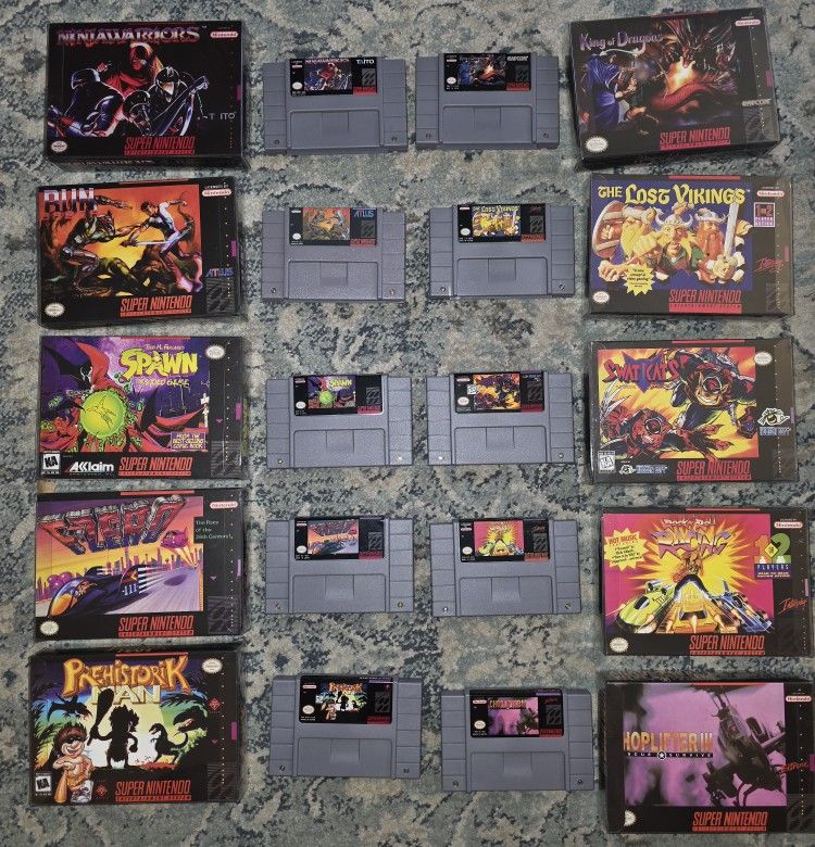 Lot of 10 SNES Games And 10 Boxes. Super Nintendo. **READ**