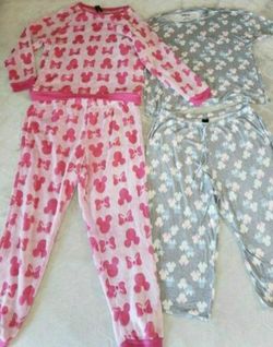 Women's Disney Pajama Sets, Size XL! 1 Pink Mickey/Minnie Fleece Plush Sleepwear Top & Bottoms Plus 1 Grey With Pink & Blue Minnie Top & Bottoms! Pric