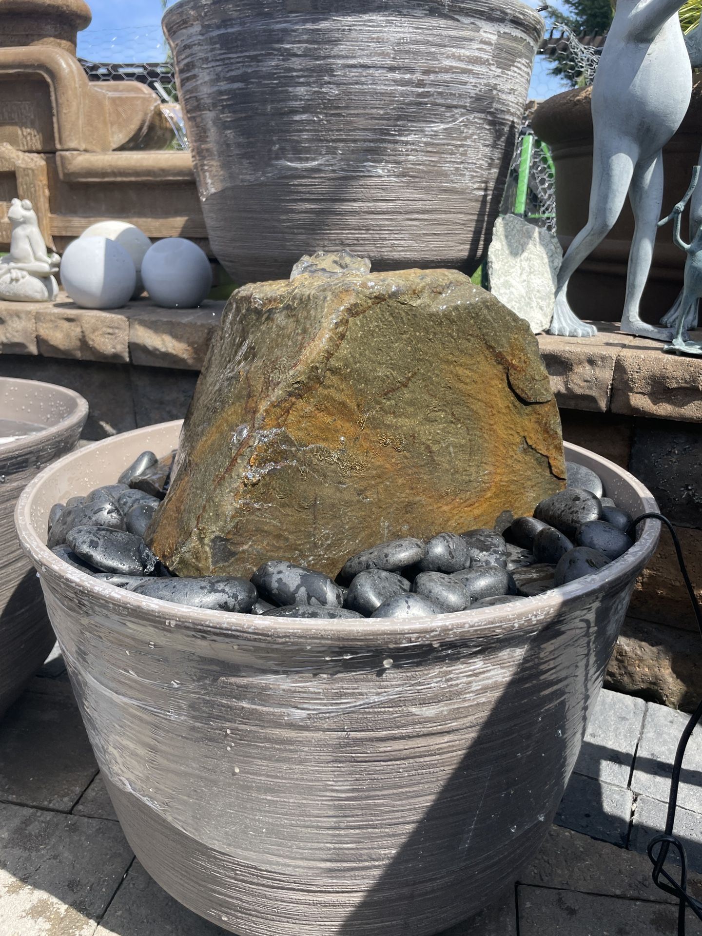 26” Custom Natural Basalt Rock “Pyramid” Water Fountain Complete Package