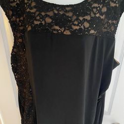Black Sequin Dress Size22 Sequin Accent at Neckline and Right Side . 29” Drop From Underarm