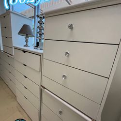 Three Drawer White Nightstand Diamond Knobs Dresser 