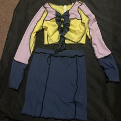Multicolored Two Piece Skirt Suit 