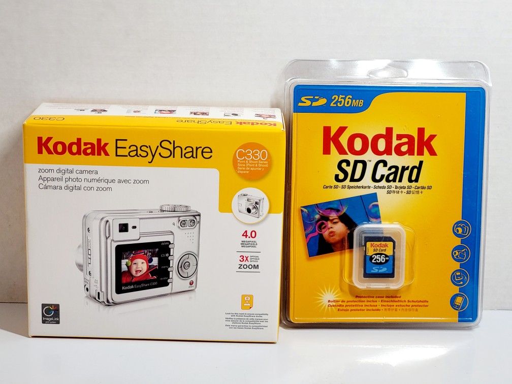 Brand New Sealed Kodak EasyShare C330 4.0MP Silver Digital Camera & New SD Card Bundle. Both items are BRAND NEW SEALED. Kodak EasyShare C330 digital