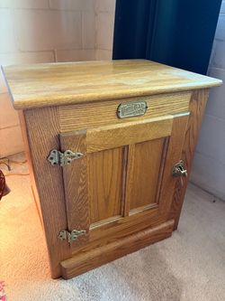 White Clad Antique Oak Ice Box Cabinet