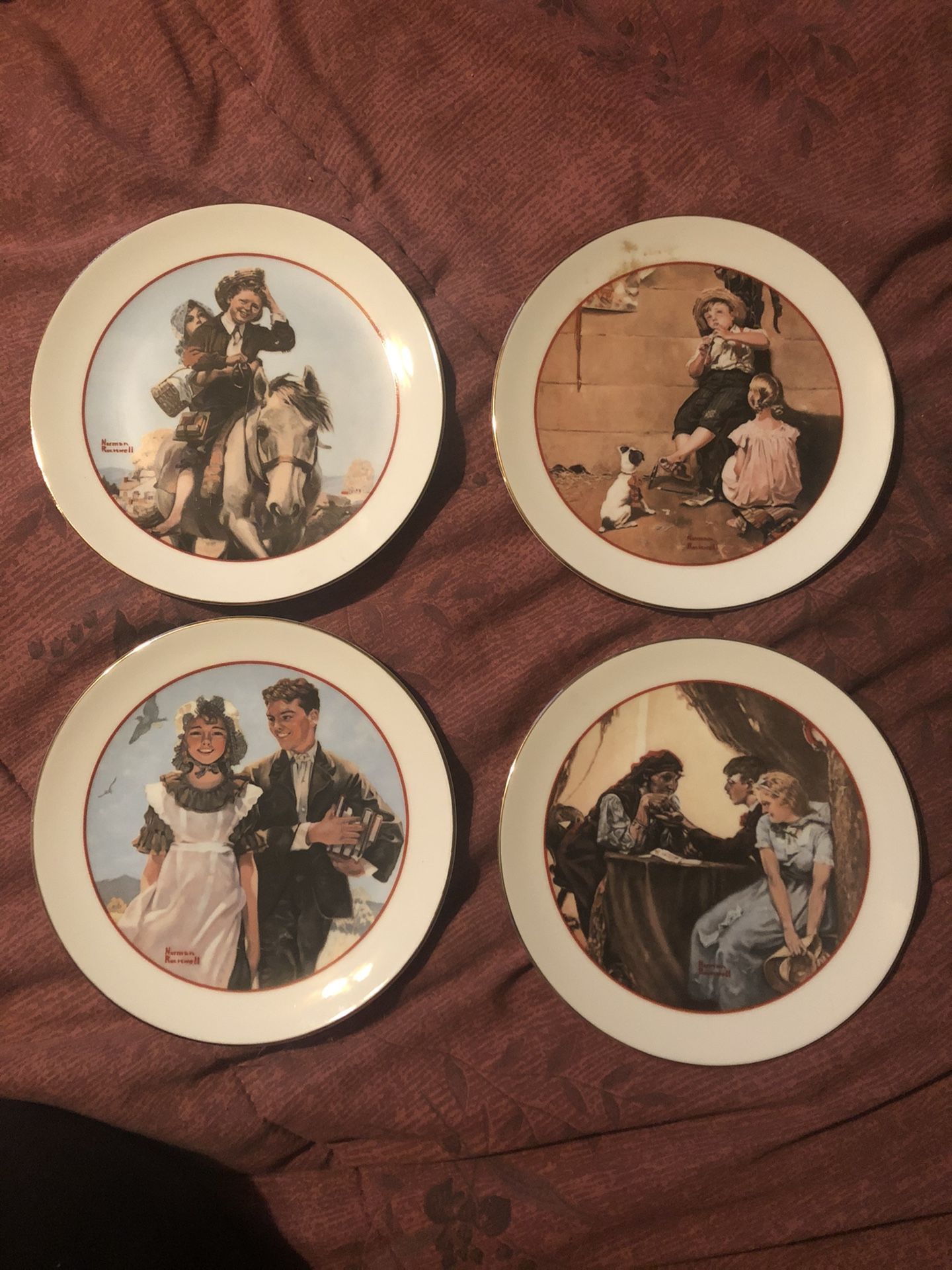 4 Norman Rockwell Plates