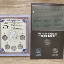 WWII Historic Coin Set + Last 5 Years of Silver Mercury Dimes – 8-Coin Collector’s Bundle