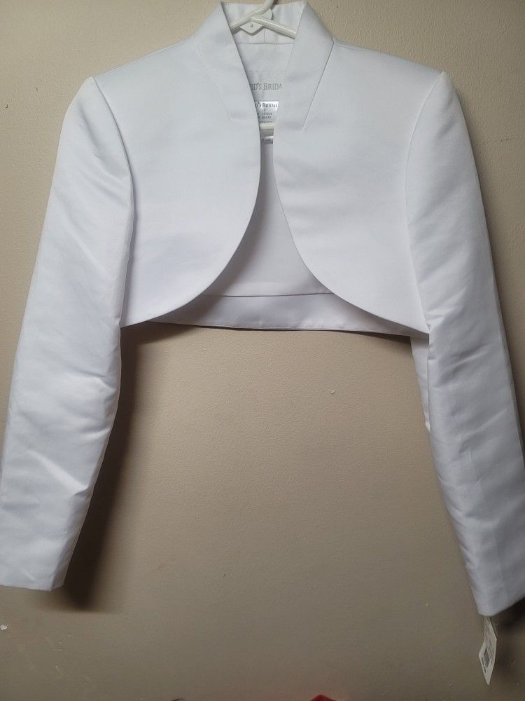Davids Bridal Satin Bolero White