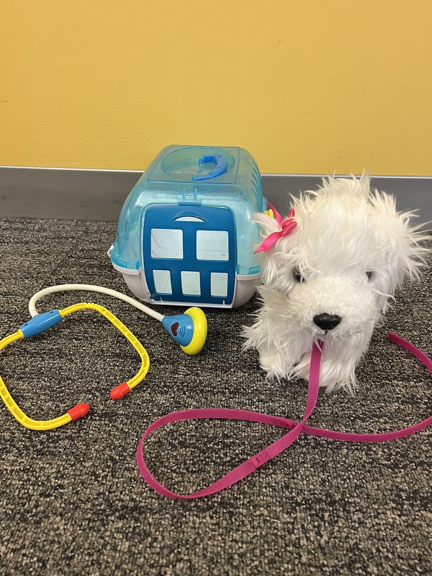 Leashed Puppy Stuffed, Puppy Carrier And Medic Kit