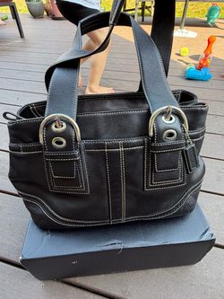 Vintage Coach Black Leather Tote Bag – Silver Hardware Y2K