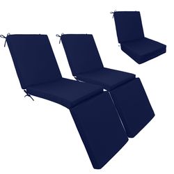 Outdoor Chaise Lounge Cushions Set of 2, Tri-Fold Replacement Cushions for Patio Furniture, Water Resistant with Hook & Loop Fasteners, 71L x 23.6W x 