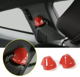 ABS Red Car Seat Safety Belt Button Buckle Trim Cover For Ford Mustang 2015-2021