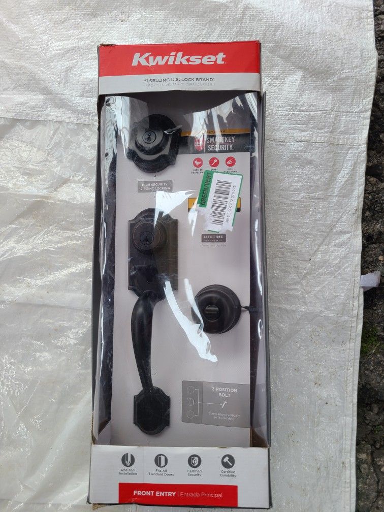 Black Doble Cylinder Deadbolt Entry Door Kwiset