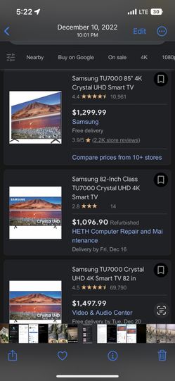 82” Samsung Tv 240 Gh $1100