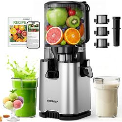 ECOSELF 3-in-1 Juicer with 3 Filters (For Juice/Sorbet/Nut Milk), With 6.0" Extra-Large Mouth Feed Chute for Whole Vegetables & Fruits, Juicer Machine
