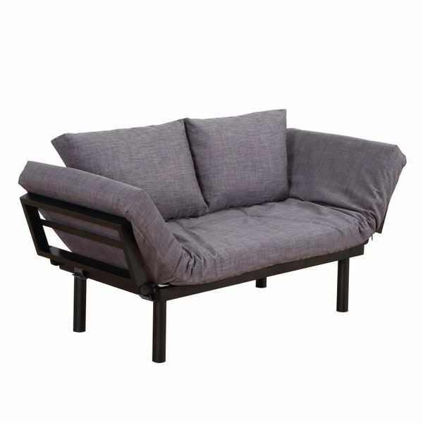 Single Person 5 Position Convertible Couch Chaise Lounger Sofa Bed - Black/Grey