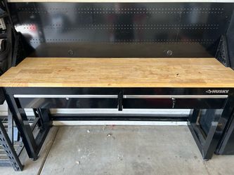 Husky 72inch Workbench w/ Drawers & Pegboard