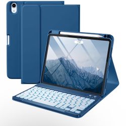 iPad Air 11-inch/Air 5th 4th Generation Case with Keyboard - Backlit Detachable, Folio Cover with Pencil Holder for iPad Air 11 Inch M3/M2, Air 5/ Air