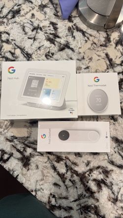 Google doorbell cam, hub and thermostat