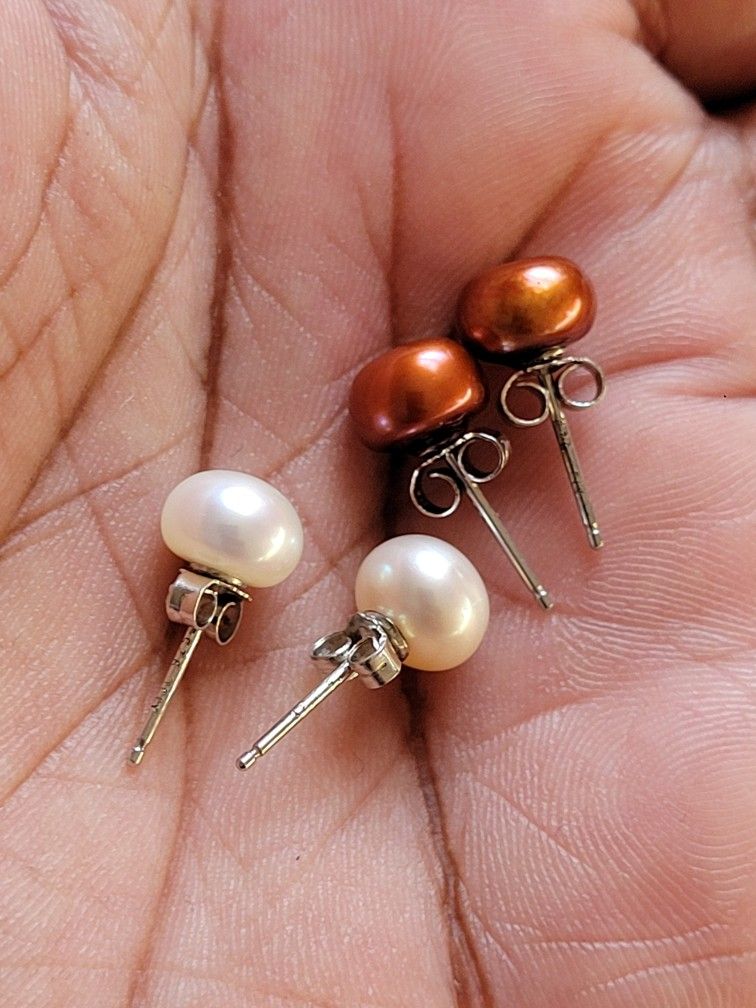 Real Pearl's Sterling Silver Earrings