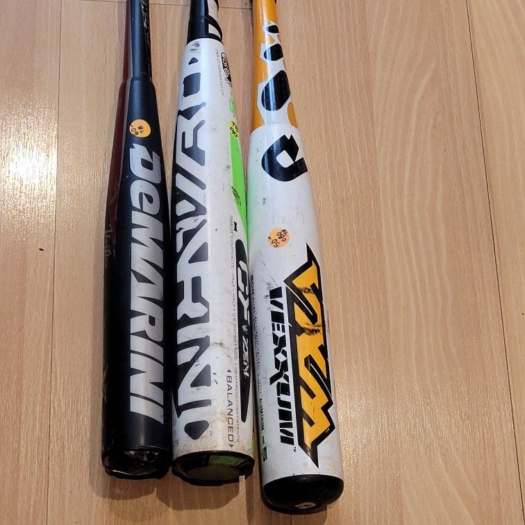 Set of 3 DeMarini Baseball Bats
