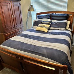 Queen Size Bed With Matching Armoire