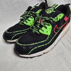 Nike Air Max Worldwide Men’s Low Top Sneakers Lace-Up Black Green Orange
