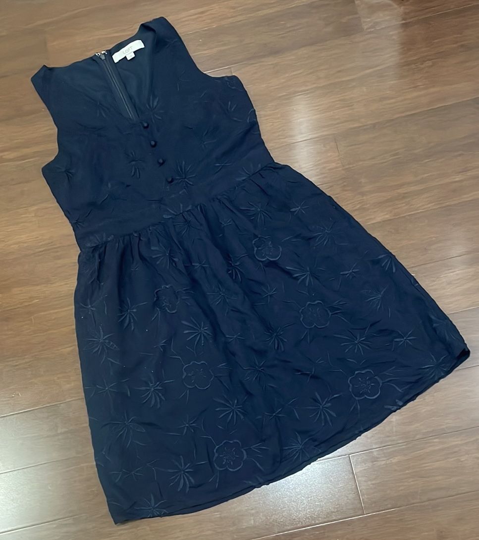 Ann Taylor LOFT Blue Halter A-Line Mini Dress