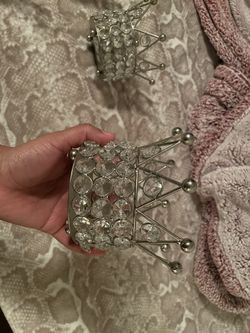 Set Of 4 Crown Candle Holders 