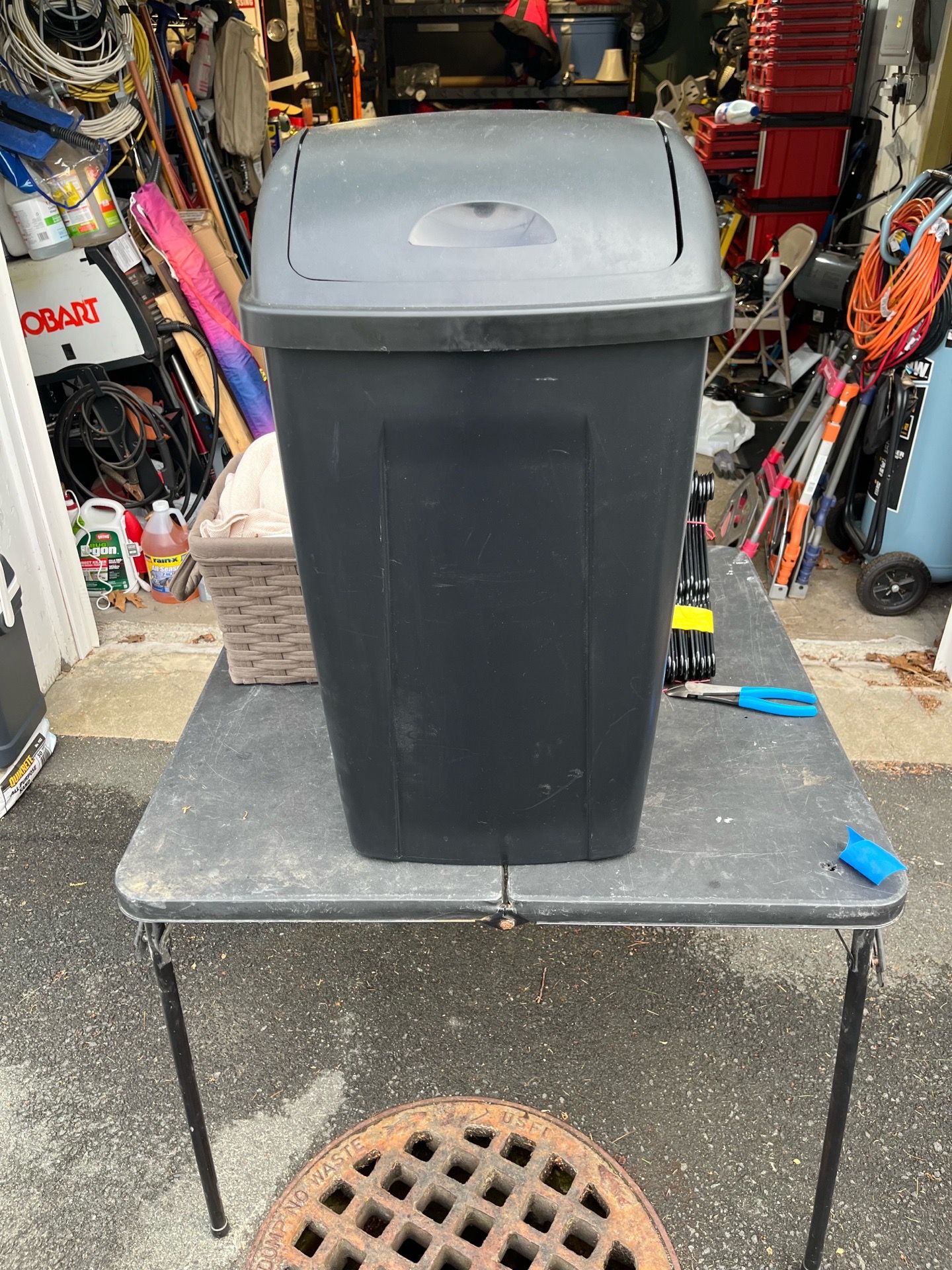 Brand New Black Swing Top Trash Can