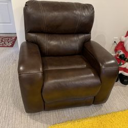 Power Recliner Brown Leather Sofa + Power Recliner Arm Chair